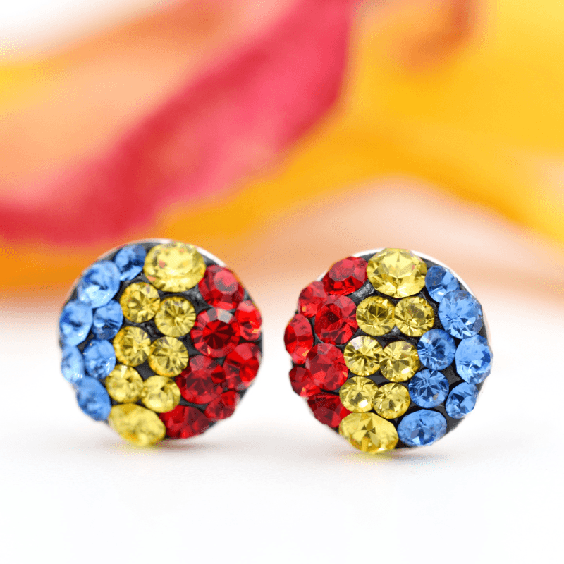 Cercei handmade Chaton Ball Tricolor - Argint 925