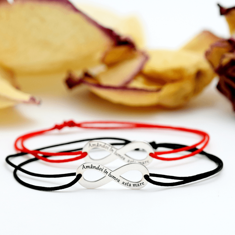 Set bratari reglabile simbol infinit personalizat Amandoi in lumea asta mare - Argint 925