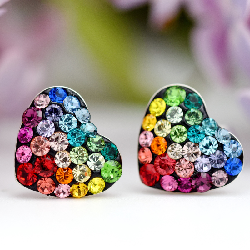 Cercei Handmade forma Inimioare Curcubeu – Argint 925