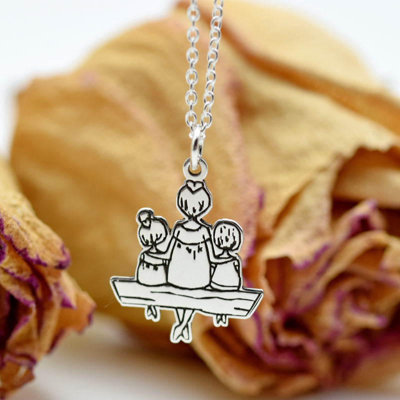 Lănțișor simbol mama fetiță și băiețel / My All – Argint 925