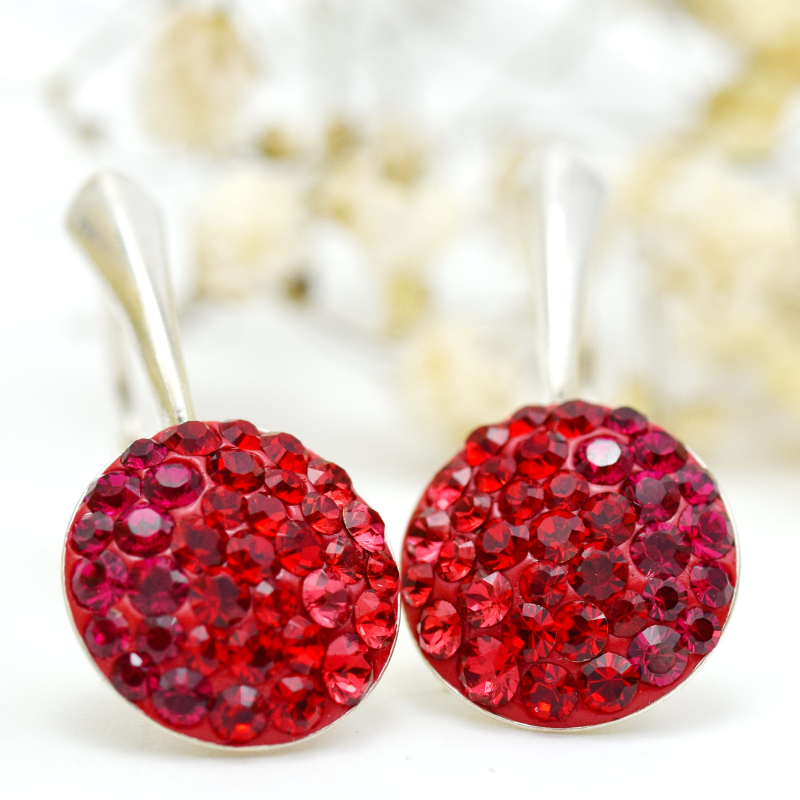 Cercei handmade Chaton Red Degrade – Argint 925