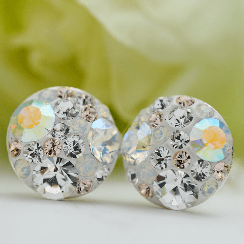 Cercei handmade Chaton Ball White - Argint 925