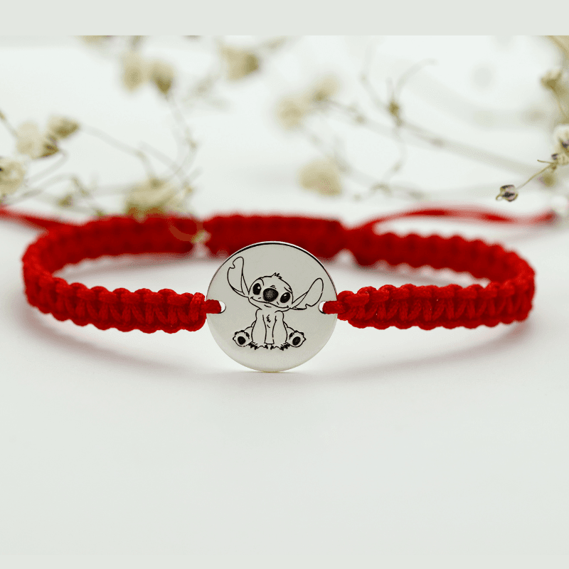 Bratara reglabila cu banut personalizat personajul preferat Stitch  - Argint 925