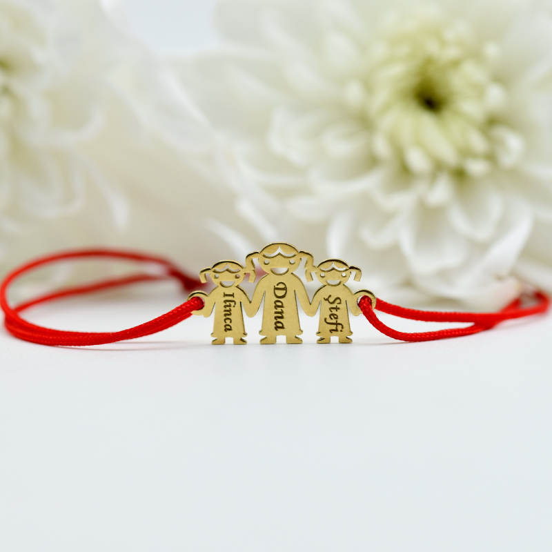 Brățară reglabila Personalizată simbol Familie - Argint 925 suflat cu aur