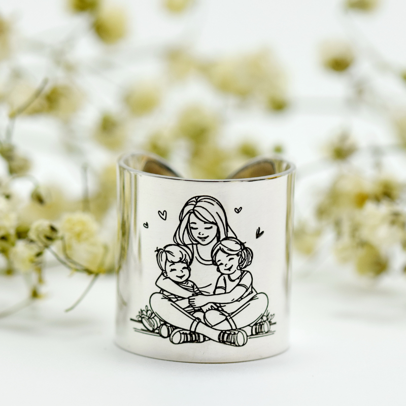 Inel reglabil personalizat Legătura Eternă Mamă-Copii– Argint 925