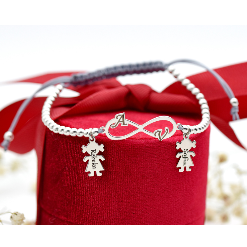 Brățară reglabilă cu simbol infinit personalizat – „Infinit Love” – Argint 925