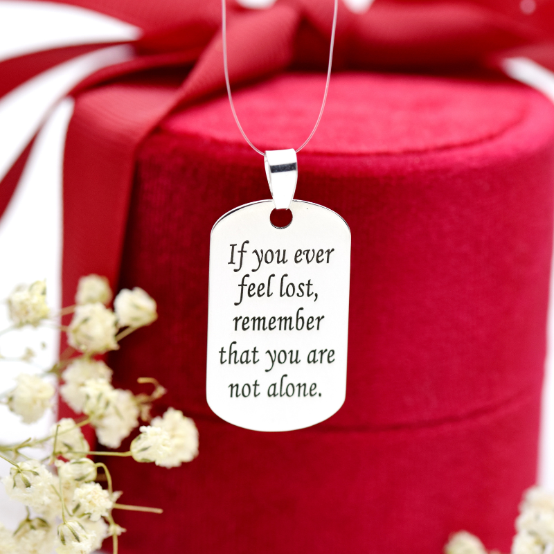 Plăcuță mini Army personalizată – „If you ever feel lost, remember that you are not alone” - Argint 925