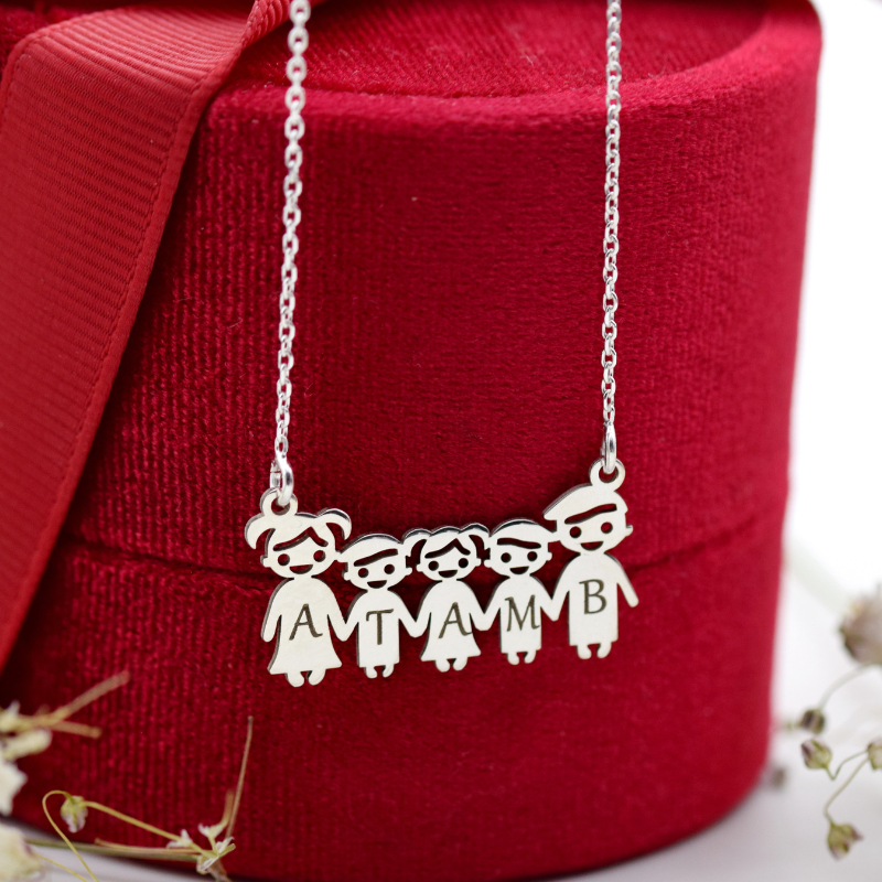 Lănțișor Simbol „Familia” – 5 Membri – Argint 925