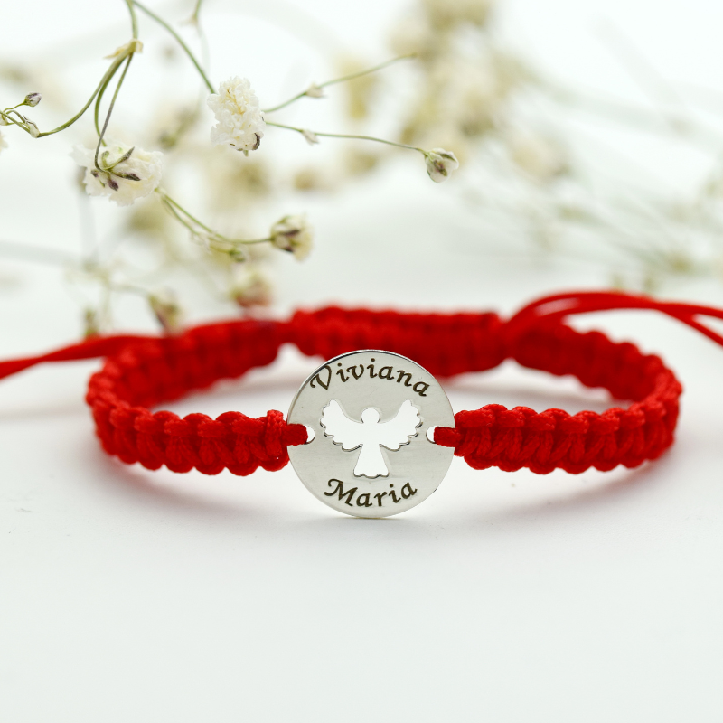 Brățară reglabilă personalizată cu bănuț decupaj Îngeraș - Argint 925