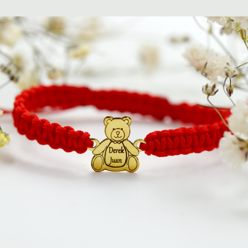 Brățara reglabilă simbol ursuleț personalizat – Argint 925 suflat cu aur