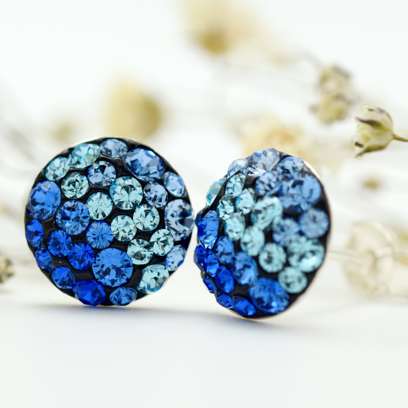 Cercei handmade Chaton Ball Blue Degrade – Argint 925