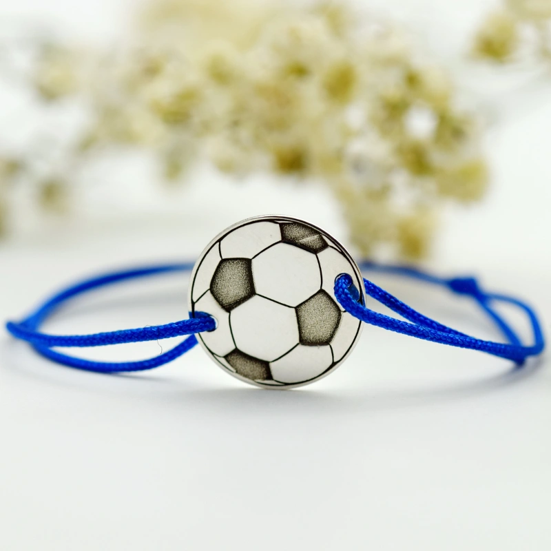 Bratara reglabila simbol Minge de fotbal – Argint 925