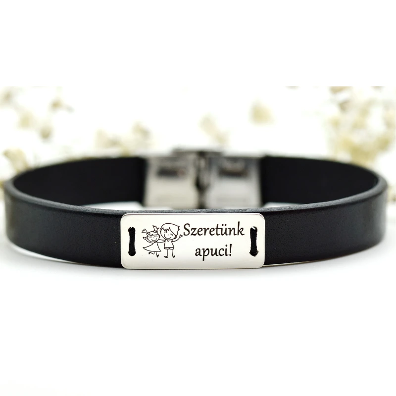 Brățară din piele naturală personalizata – Argint 925