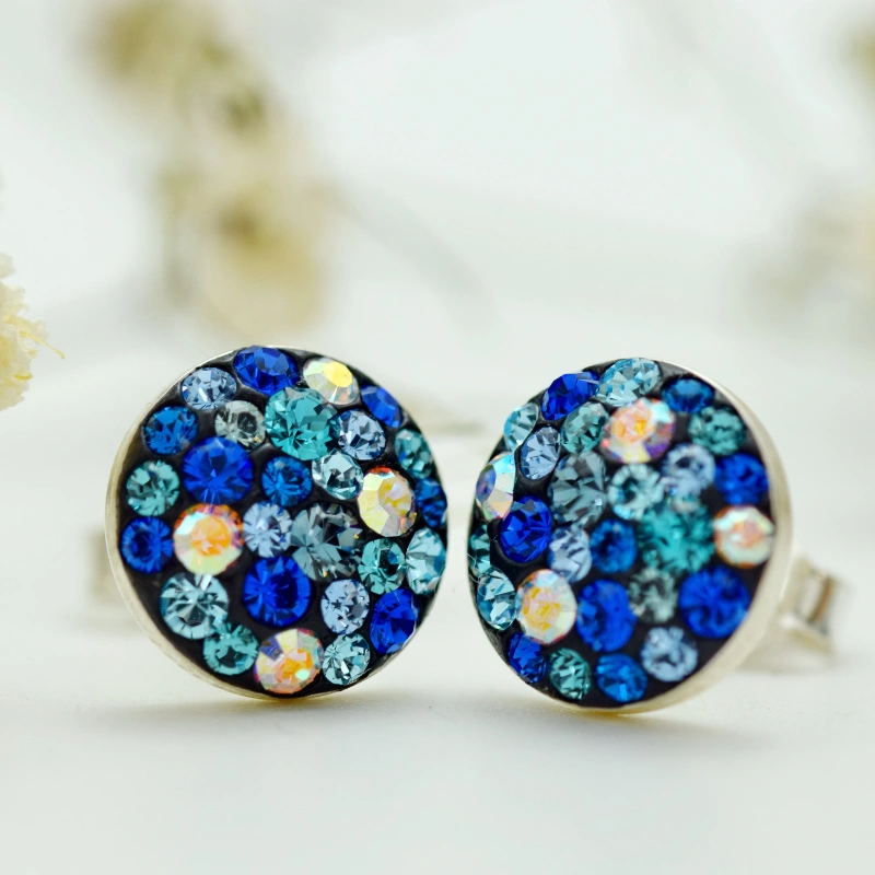 Cercei handmade Chaton Ball Blue Multicolor – Argint 925