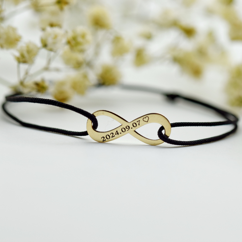 Brățară reglabilă simbol infinit personalizat – Aur 14K