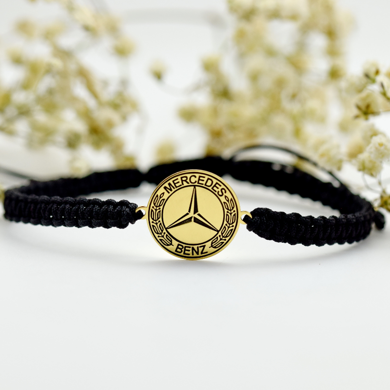 Brățară reglabilă simbol Mercedes – Argint placat cu aur