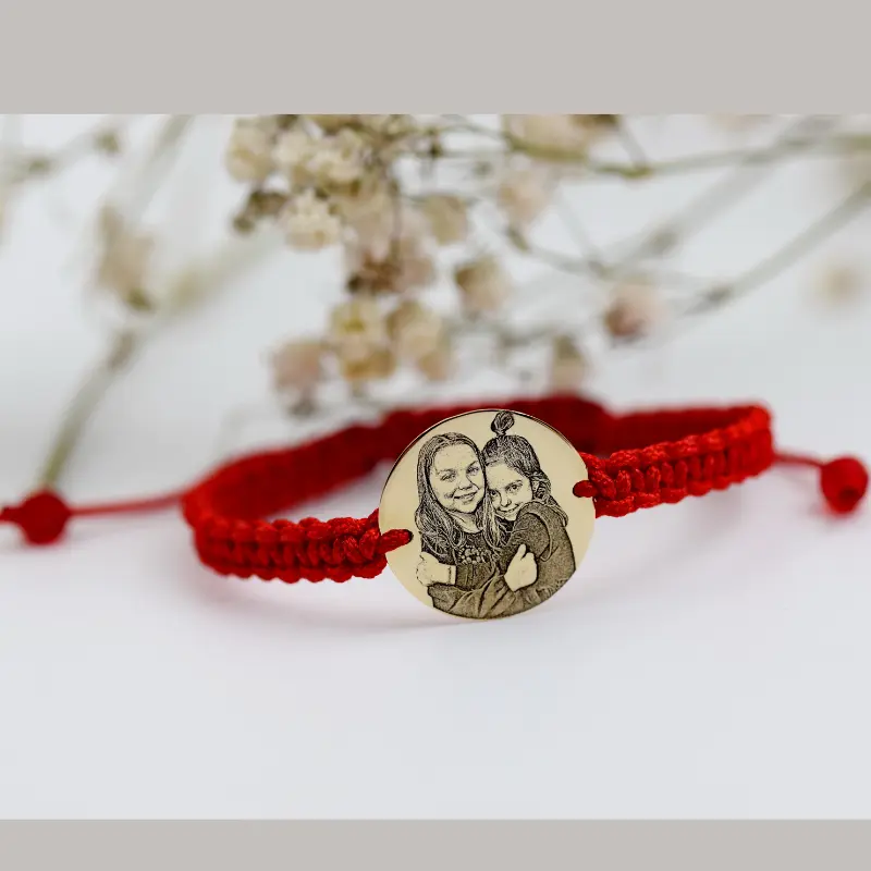 Brățară reglabilă cu bănuț personalizat Poză / Portret – Aur 14K