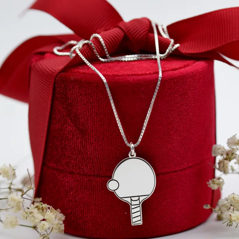 Lănțișor cu medalion paletă ping pong, tenis de masă Argint 925