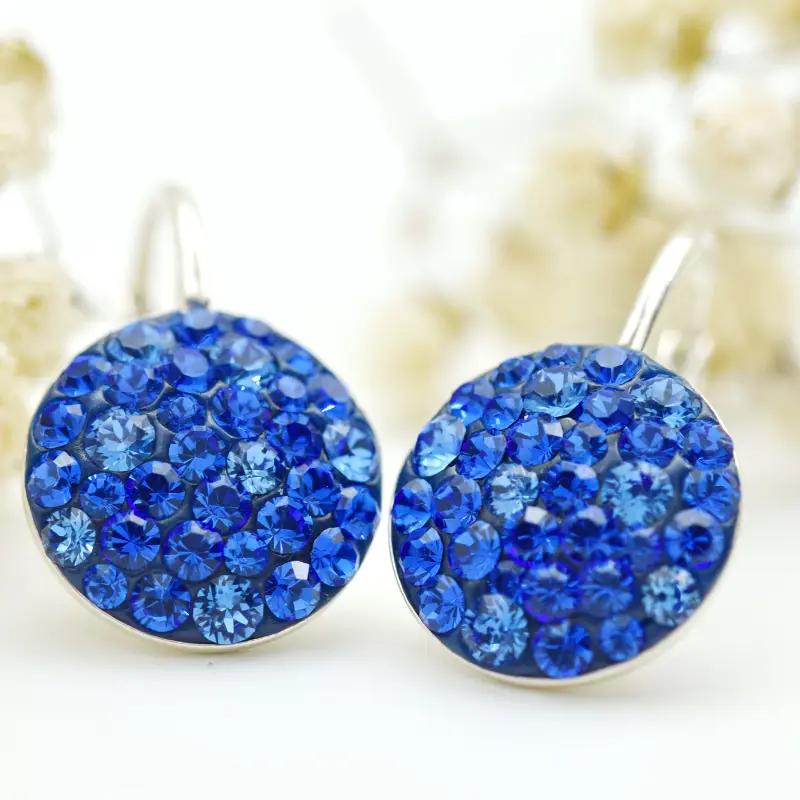 Cercei handmade Chaton Ball Mystic Blue - Argint 925